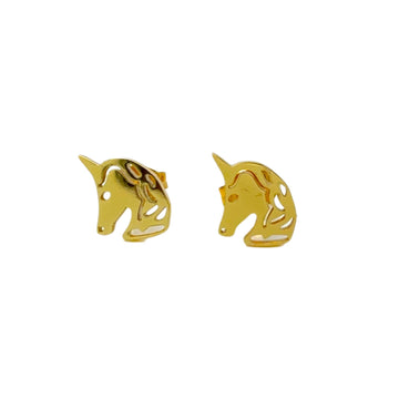 18k Gold Plated Fancy Stainless Steel Fashionable Unicorn Necklace & Earrings Set
