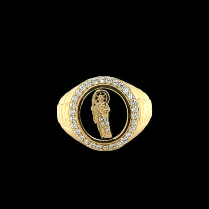 טבעת סנט יהודה עגולה 14K זהב עם CZ