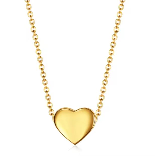 Stylish Heart Pendant Necklace 18K Gold Plated Stainless Steel for Women