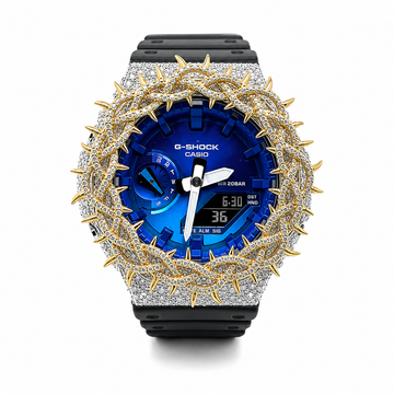 Original Luxury Lab-Grown Moissanite Watch: Blue Royal "Crown of Thorns" Edition
