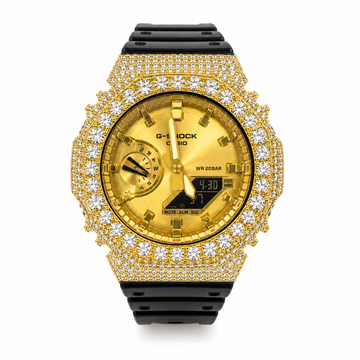 Original Luxury Lab-Grown Moissanite Watch: Golden Stealth Edition