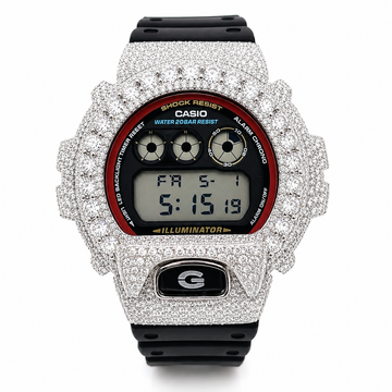Original Luxury Moissanite Watch: Silver & Black (Sport Red Edition)