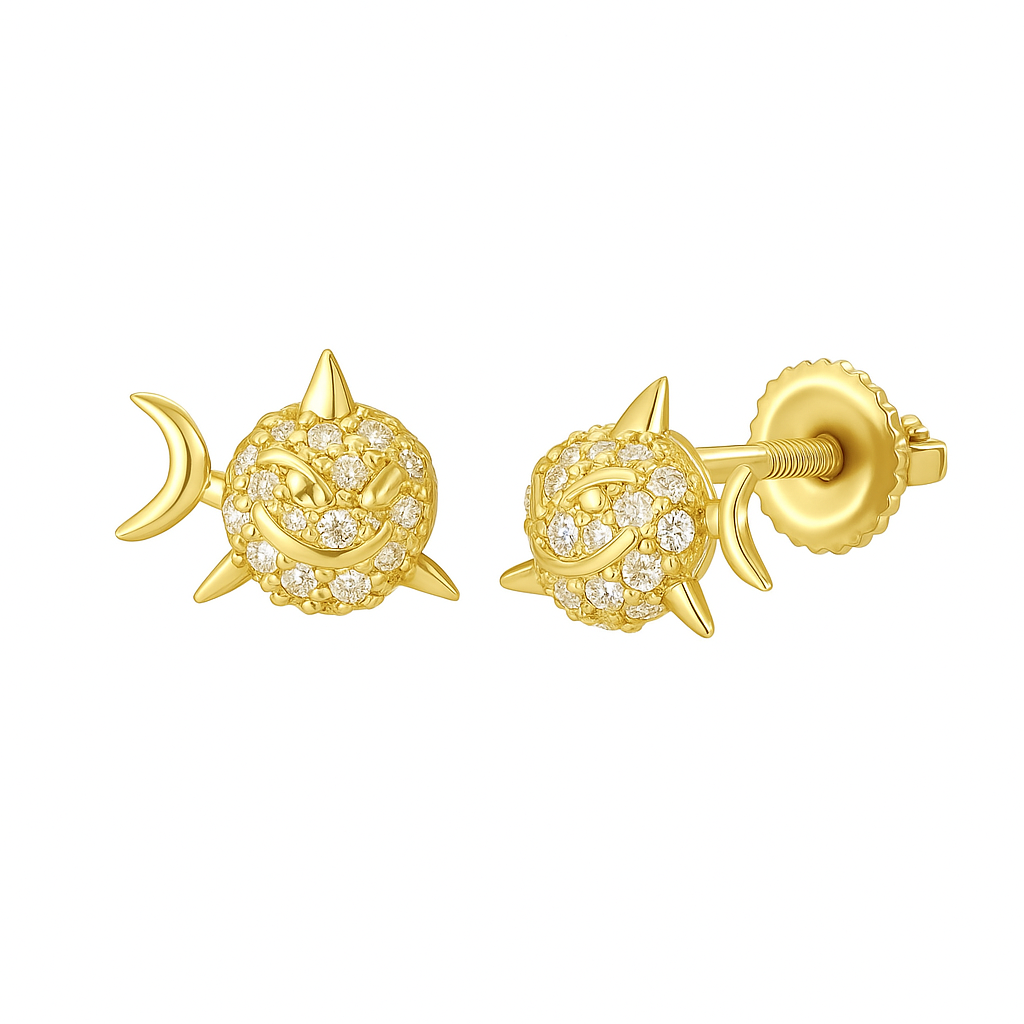 Glittering Pavé Fish Stud Earrings