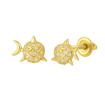Glittering Pavé Fish Stud Earrings