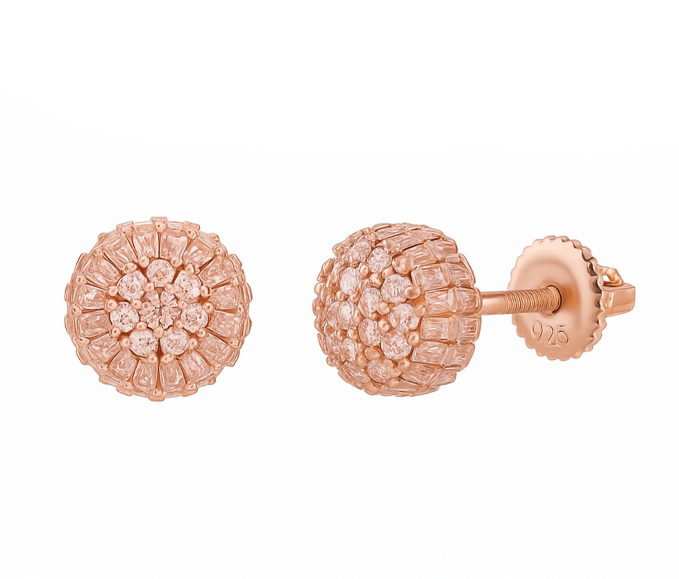 Radiance Sphere Baguette & Round Pavé Stud Earrings