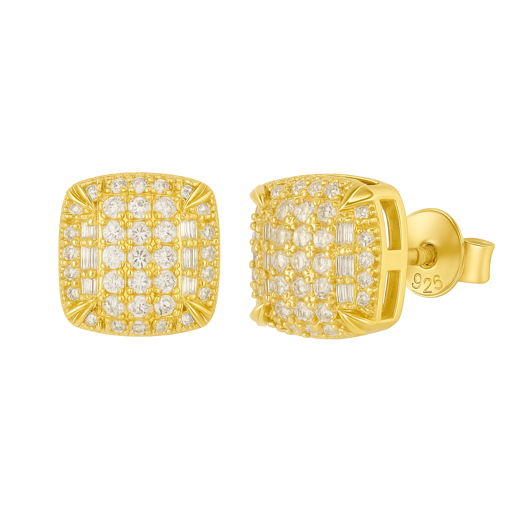 Cushion Pavé Cluster Stud Earrings