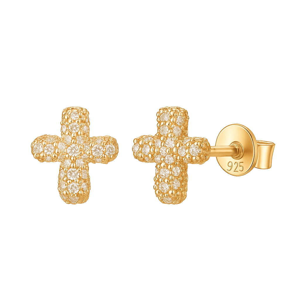 Gleaming Pavé Cross Earrings