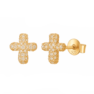 Gleaming Pavé Cross Earrings