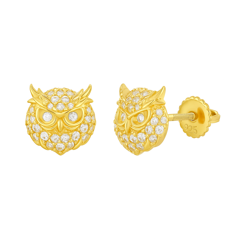 Wise Owl Pavé Stud Earrings