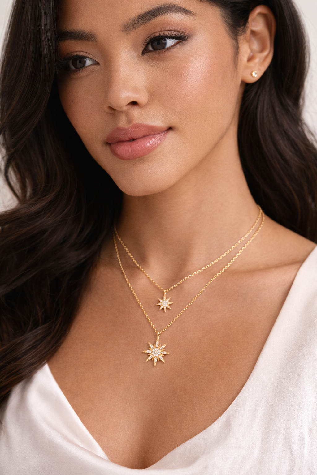 Double Starburst Pendant Luxury Necklace