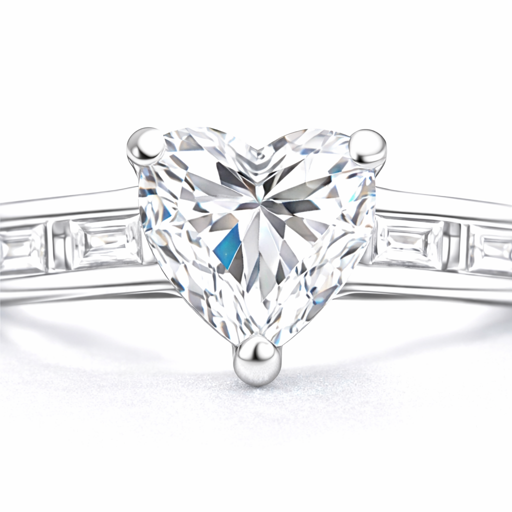 Sterling Silver Heart Cut Engagement Ring