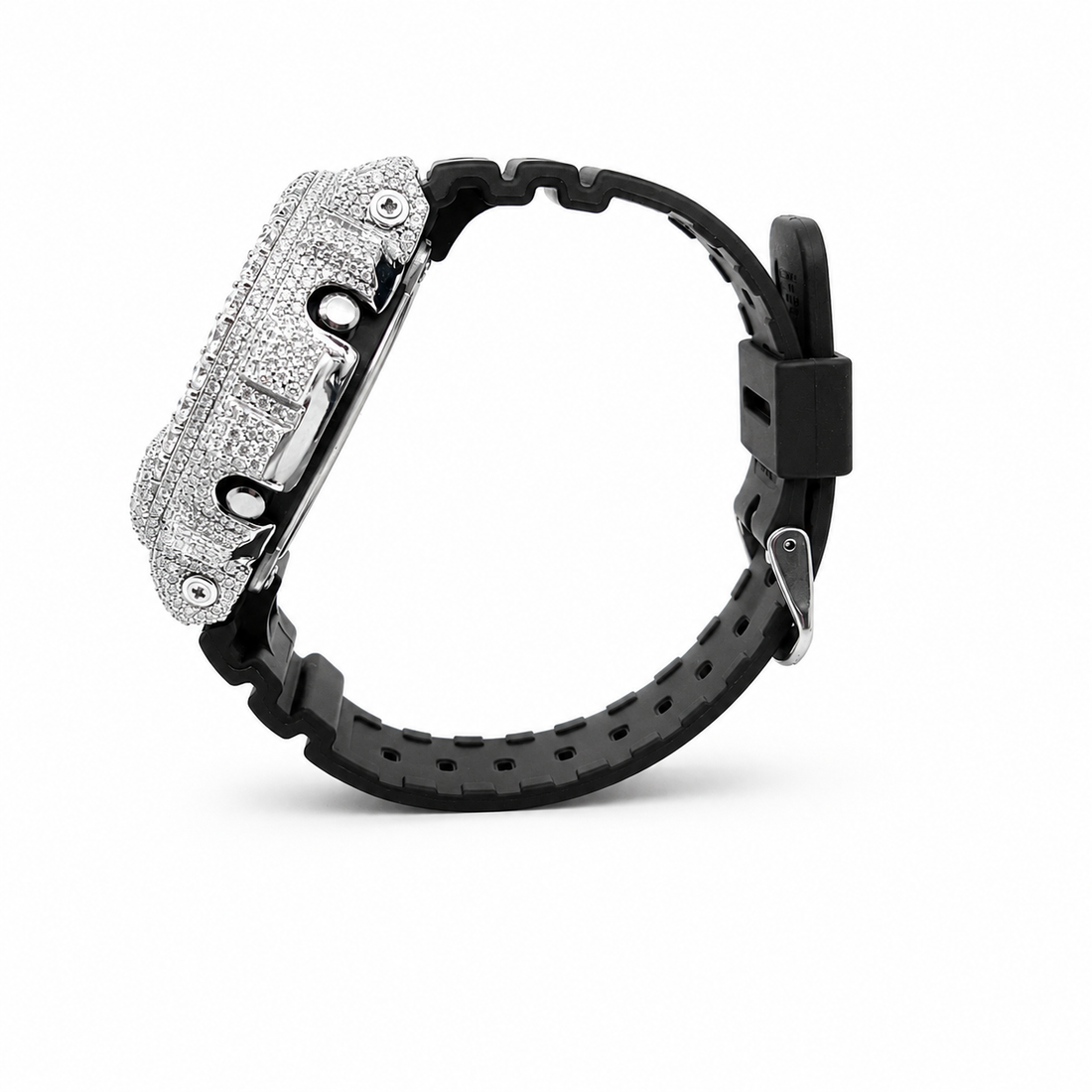 Original Luxury Moissanite Watch: Silver & Black (Sport Red Edition)