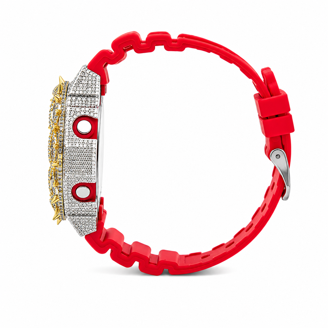 Original Luxury Lab-Grown Moissanite Watch: Red "Crown of Thorns" Edition