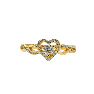 14K Gold Heart Infinity Round Diamonds Ring