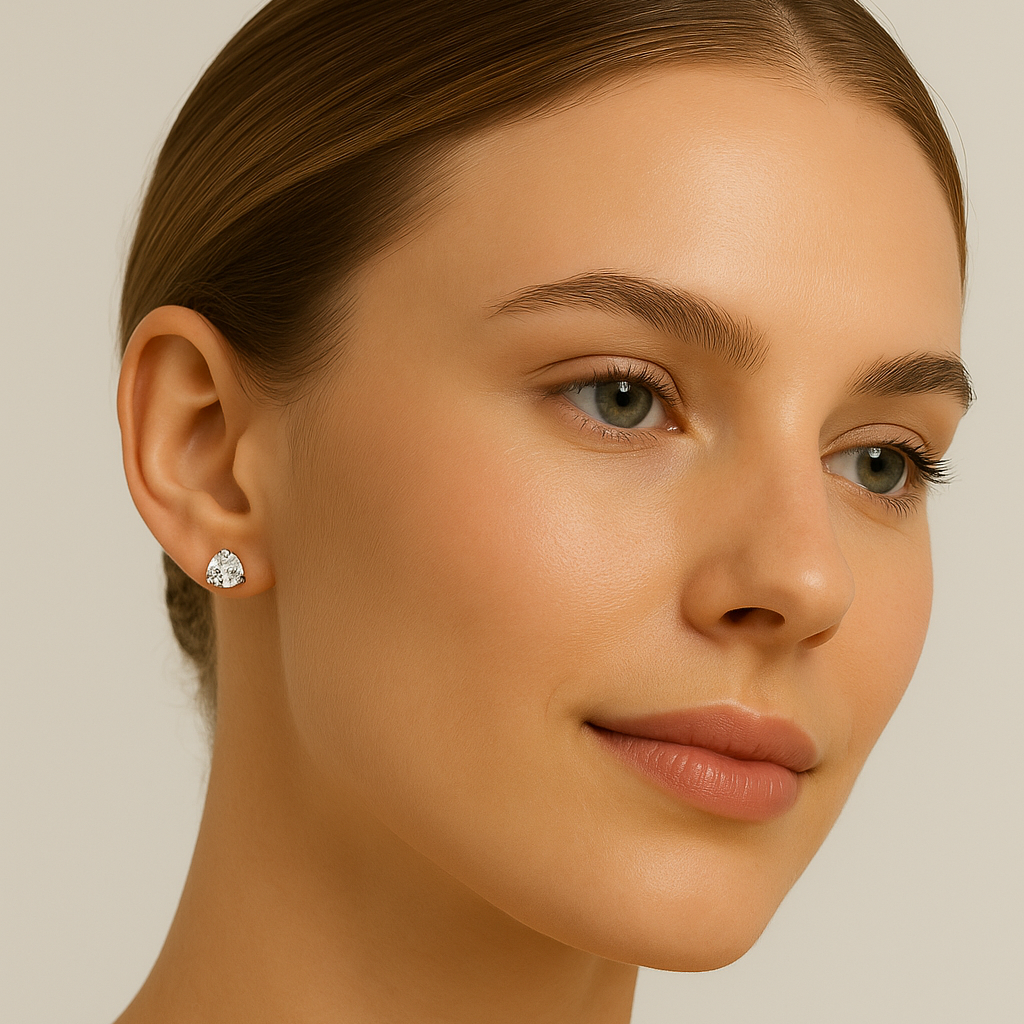 Classic 3-Prong Lab Diamond Stud Earrings in 14K White Gold