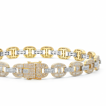 14k White Gold G Link Baguette Natural Diamond Bling Iced Out Bracelet