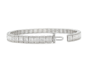 14k White-Gold Elegant Baguette Natural Diamond Bracelet