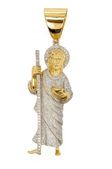14k Gold Diamonds St Jude Pendant Religious Charm