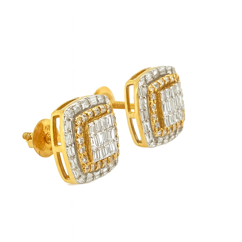 14K Golden Mirage Studs Diamonds Earrings