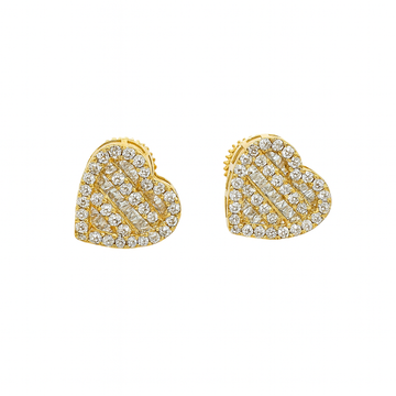 14K Gold Diamond Heart Stud Earrings
