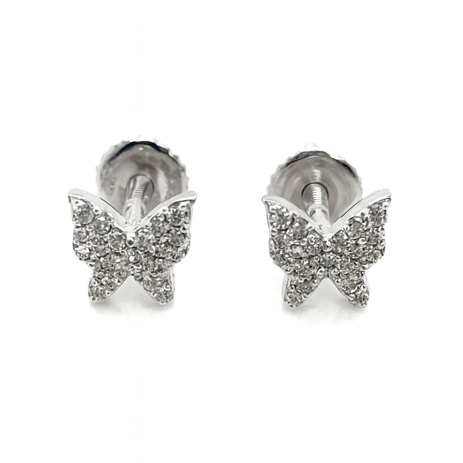Diamond Whisper Butterfly Studs in 10K White Gold