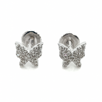Diamond Whisper Butterfly Studs in 10K White Gold