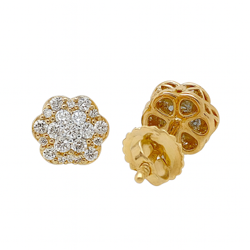 Golden Bloom Diamond Cluster Stud Earrings