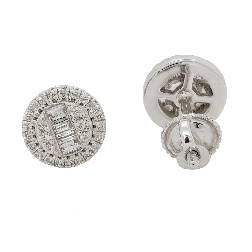 Brilliance Halo Diamond Studs 10K White Gold