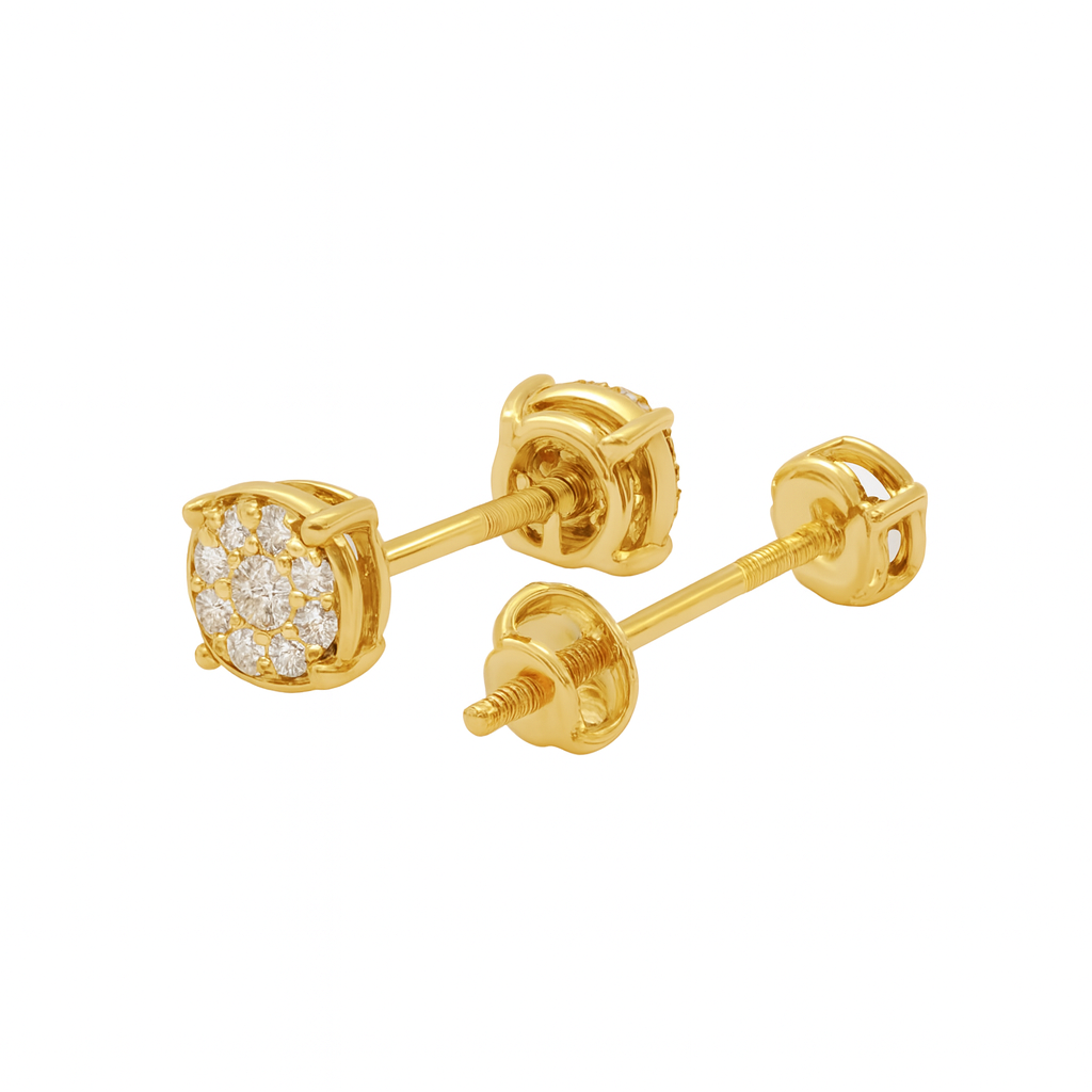 Petite Cluster Diamond Stud Earrings in 10K Gold