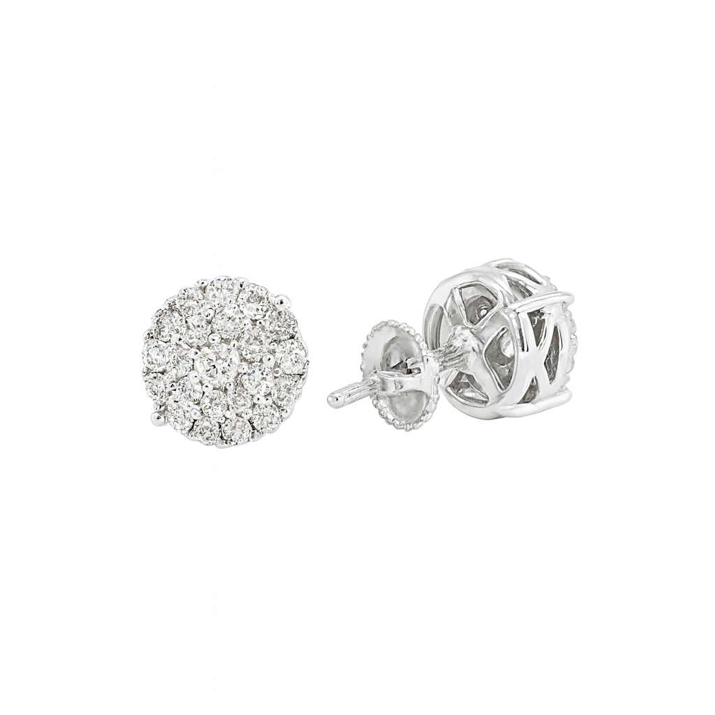 Lustre Cluster Diamond Studs 10K White Gold