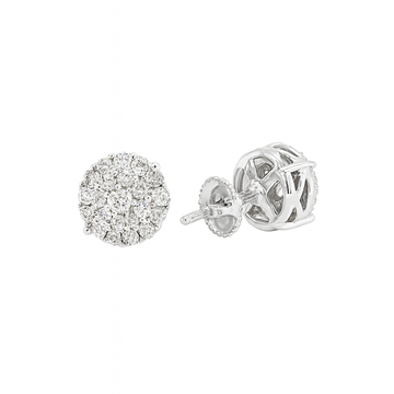 Lustre Cluster Diamond Studs 10K White Gold