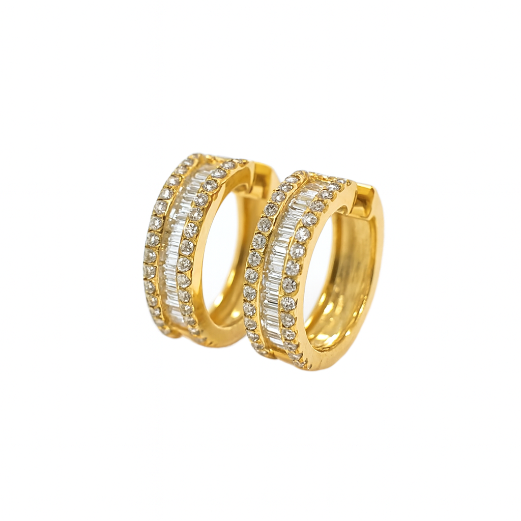 Luxe Radiance 14K Gold Diamond Hoop Earrings