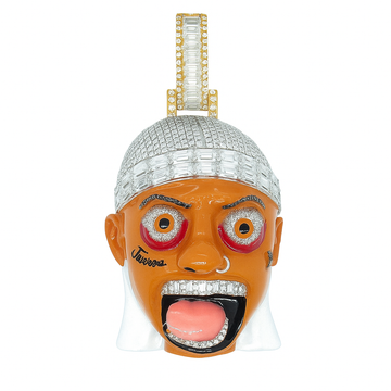 Iced-Out Custom Character Pendant – Gold Plated Silver with Moissanite