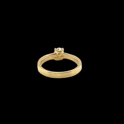 טבעת סוליטר CZ זהב 14K