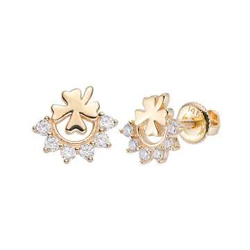 Delicate Flower Design Silver & Gold Earrings