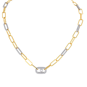 Elegant paperclip chain necklace with a moving heart link