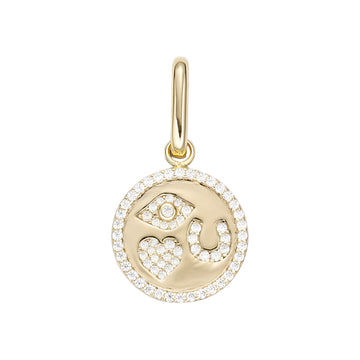 Eye Love You Open Bail Lab-Created Moissanite Sterling Charm