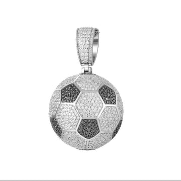 3D Premium Soccer Ball Pendant Necklace – Lab-Created Moissanite, CZ & Enamel