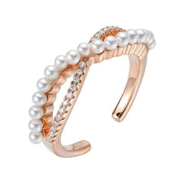 Sterling Silver Infinity Pearl & Stone Open Band Ring