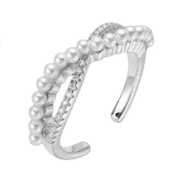 Infinity Pearl Open Adjustable Dainty Fashion Ring