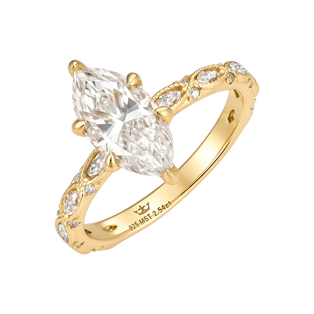 Lab-Created Moissanite Marquise Engagement Ring