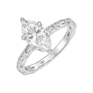 Lab-Created Moissanite Marquise Engagement Ring