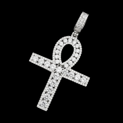 3.4CT Round Moissanite Ornamental Cross Ankh Pendant Charm - M400109