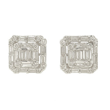 White Gold Baguette Diamond Stud Earrings