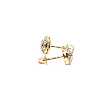 14K Two Gold Circle Shaped Screw back Earrings With 0.56ct of Natural Diamonds  - ER00413