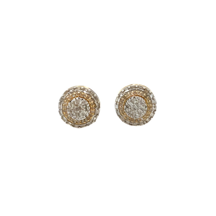 14K Two Gold Circle Shaped Screw back Earrings With 0.56ct of Natural Diamonds  - ER00413