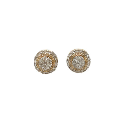 14K Two Gold Circle Shaped Screw back Earrings With 0.56ct of Natural Diamonds  - ER00413