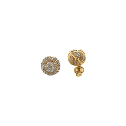 14K Two Gold Circle Shaped Screw back Earrings With 0.56ct of Natural Diamonds  - ER00413