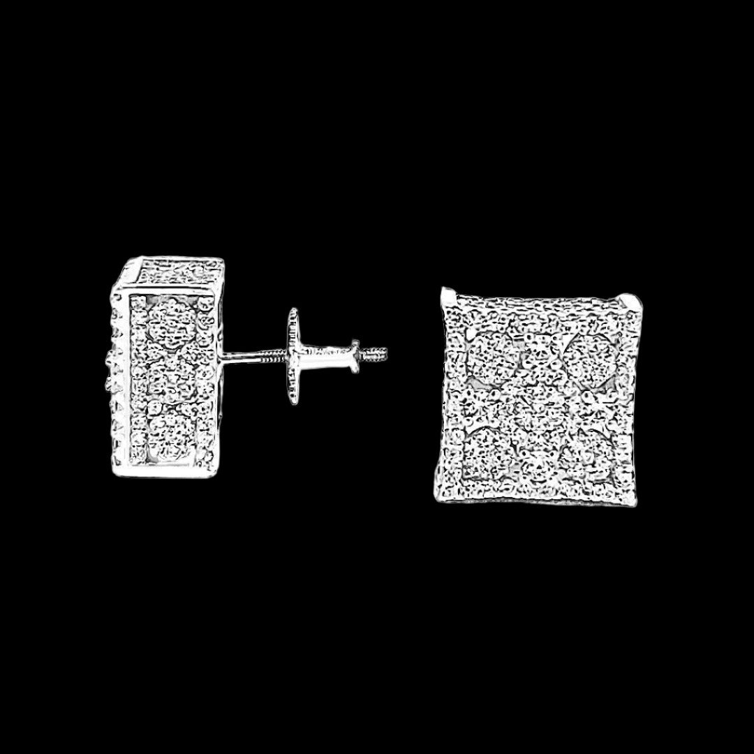 Round Clear Zirconia Square Stud Screw BAck ICed Out Earrings - C239619