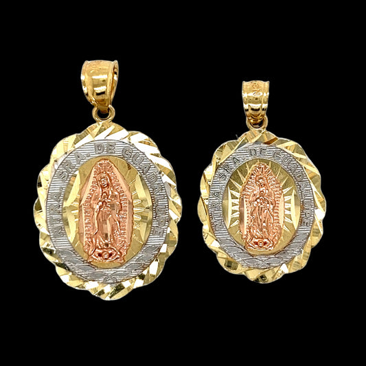 14K Gold Two Tone Virgen De Guadalupe Pendant